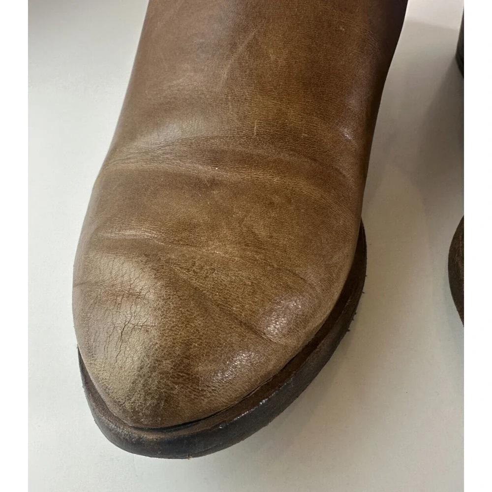 Frye Ray Ankle Boots Brown Leather Western Shootie Cowboy Booties 7.5 M *Flawed